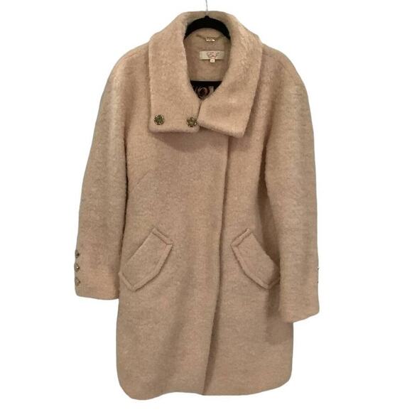 Eliza J Topper Coat In Blush Pink Women Lined Pockets Boucle Wool Blend Size 8 - Picture 3 of 15